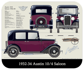 Austin 10/4 Saloon 1932-34 Place Mat, Small